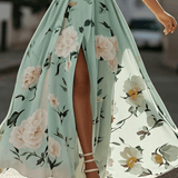Sella - Ruched One Shoulder A-Line Maxi Chiffon Dress