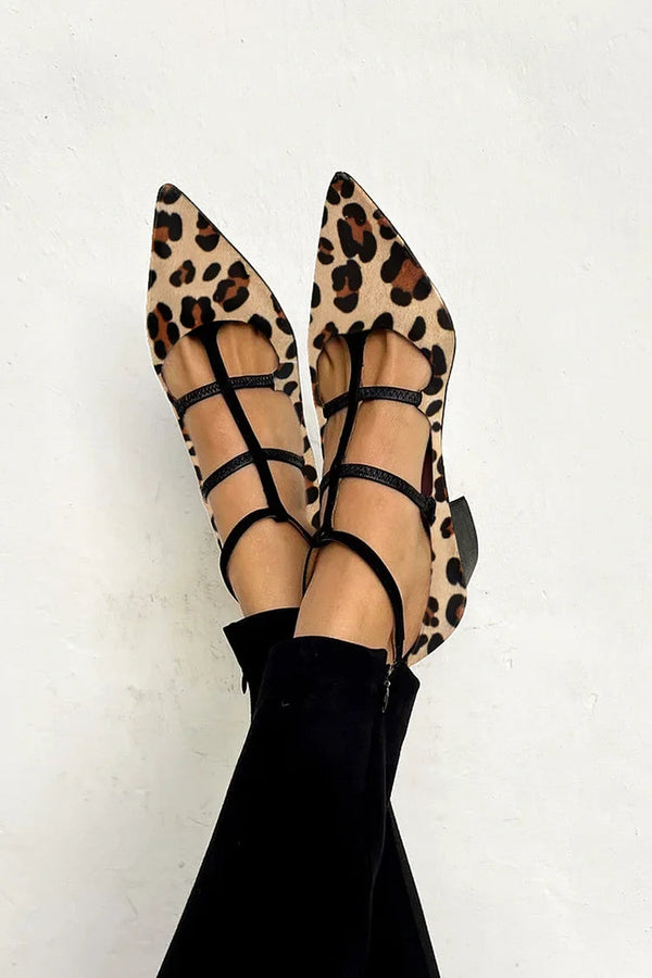 Ludovica - Flats with Animal Print and Delicate Straps