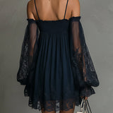 Noemi | Navy Blue Chiffon Mini Dress