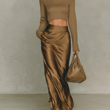 Florence - Golden-brown knit turtleneck top