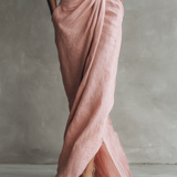 Rose Linen V-Neck Maxi Dress