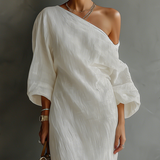 Aurora | Ivory One-Shoulder Flowing Maxi Dress