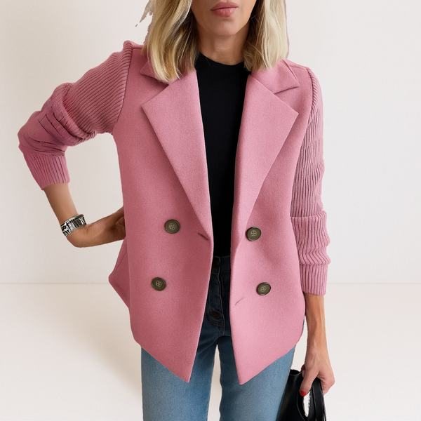 Ilaisaane - Elegant Coat with Knit Sleeves