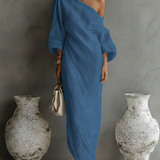 Aurora | Ivory One-Shoulder Flowing Maxi Dress