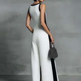 Celine | Black & White Color-Block Wide-Leg Jumpsuit