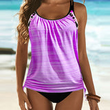 Augustus - Solid Coloured Tankini with Leopard Print