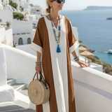 Calindra | Short Sleeve Color Block Relaxed Maxi Dress