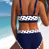 Hinemoa - High-Waisted Polka Dot Bikini with Patchwork Design