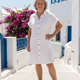 Helene | Short Sleeve Front Pocket Knee Length Dress