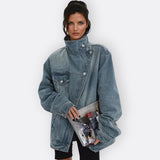 Huia - Asymmetric High-Neck Vintage Coat