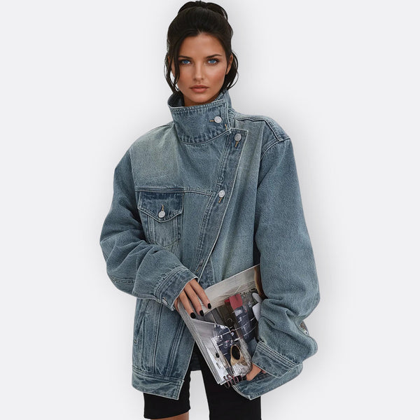 Huia - Asymmetric High-Neck Vintage Coat