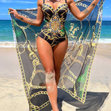 Darius – One-Piece Swimsuit with Push-Up Effect and Matching Beach Skirt