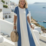 Soraya | Short Sleeve Color Block Maxi Dress