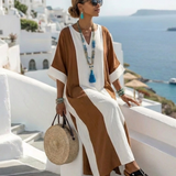 Calindra | Short Sleeve Color Block Relaxed Maxi Dress