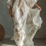 Morrisa - Ivory and Taupe Chiffon Maxi Dress