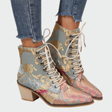 Floral Leather Ankle Boots