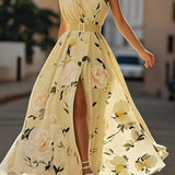 Sella - Ruched One Shoulder A-Line Maxi Chiffon Dress