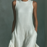 Sophie - Ivory Linen Sleeveless Maxi Dress
