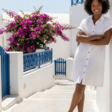 Helene | Short Sleeve Front Pocket Knee Length Dress