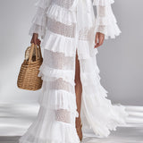 Freya - Bright White Crocheted Knit Cardigan for Women