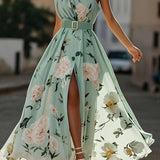 Sella - Ruched One Shoulder A-Line Maxi Chiffon Dress