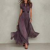 Vivienne | Lace Trim Chiffon Maxi Dress