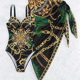 Darius – One-Piece Swimsuit with Push-Up Effect and Matching Beach Skirt