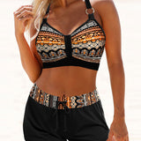 Maryan - Geometric Pattern Bikini with High Elastic Waistband