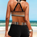 Maryan - Geometric Pattern Bikini with High Elastic Waistband