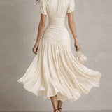 Adriana - Retro Striped Satin Midi Dress