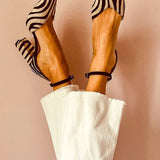 Zebrina - Mid-Heel Sandals with Zebra Print