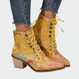 Floral Leather Ankle Boots