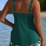 Laluna® | Striped Tankini with Two-Piece Beach Shorts