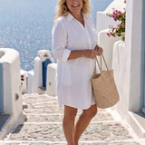 Serilda | Collared Long Sleeve Button Front Shirt Dress