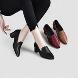 Olene - Vegan Leather Heels with Soft Embroidery
