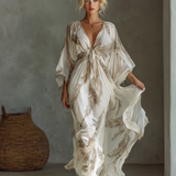 Morrisa - Ivory and Taupe Chiffon Maxi Dress