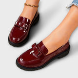 Black Patent Women's Loafers with Bow