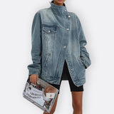 Huia - Asymmetric High-Neck Vintage Coat