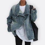 Huia - Asymmetric High-Neck Vintage Coat