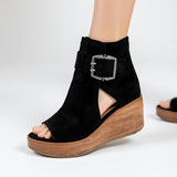 Sarah™ — Modern-style open-toe wedge ankle boots