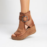 Sarah™ — Modern-style open-toe wedge ankle boots