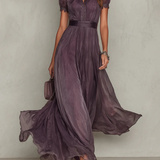 Celeste | Elegant Lace Trim Chiffon Maxi Dress
