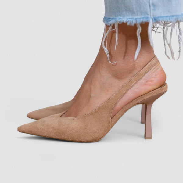 Marlena - Nude Slingback Pumps with Thin Heel