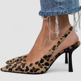 Liorina - Khaki Pumps with Leopard Print and Pointed Toe