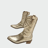Metallic Cowboy Ankle Boots