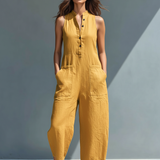 Sleeveless Linen Overalls
