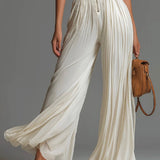 Abigail - V-neck Sleeveless Zip-up Pleated Wide-leg Chiffon Jumpsuit