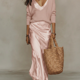 Aria | Satin Midi Set with Coordinating Knit