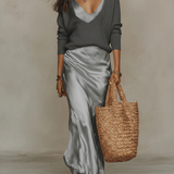 Aria | Satin Midi Set with Coordinating Knit