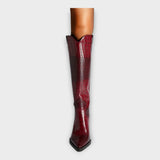 Boots with Croc-Effect Design and Elegant Heel